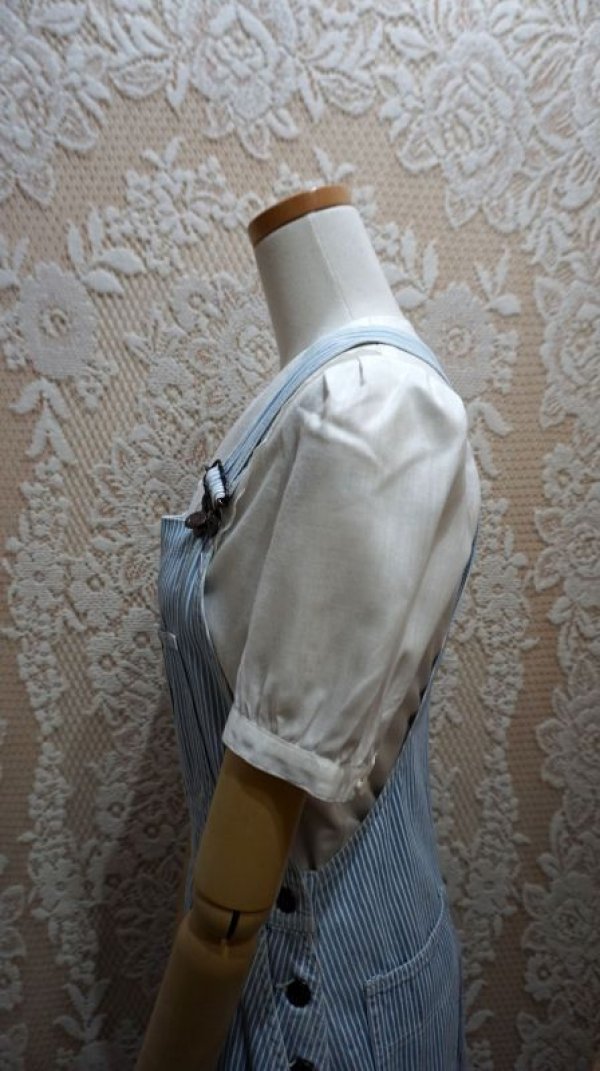 画像7: ストライプ柄 コットン ジャンパースカート[52753]