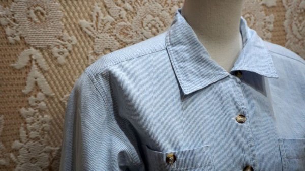 画像6: ストライプ柄 コットン レトロワンピース レギュラーカラー[52755]