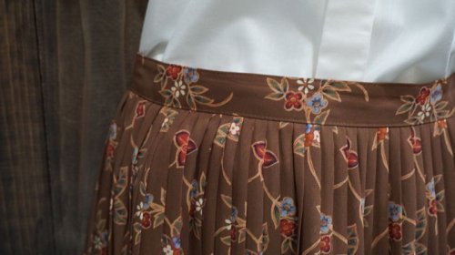他の写真1: 花柄 ブラウン レトロスカート /w67cm [41861]