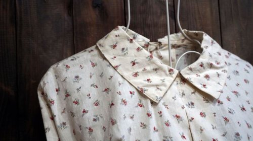 他の写真1: 花柄  長袖ブラウス コットン レギュラーカラー[15943]