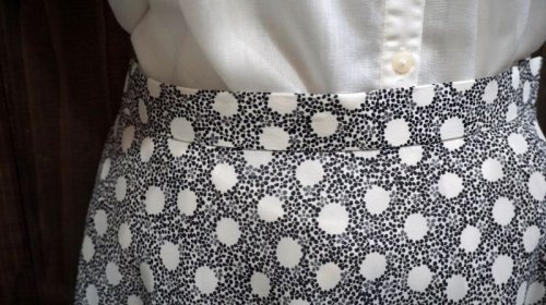 他の写真1: “オンワード”ドット柄 白黒 レトロスカート/w63cm[41889]