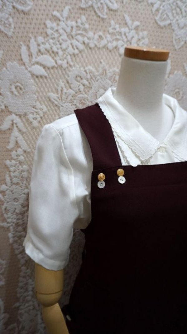 画像5: 無地 ブラウン系 ジャンパースカート[528616]