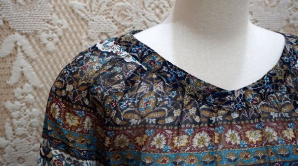 画像6: 花柄 半袖 レトロワンピース ノーカラー[52863]