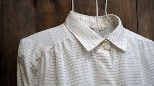 他の写真1: ボーダー柄 長袖 ブラウス レギュラーカラー[15961]