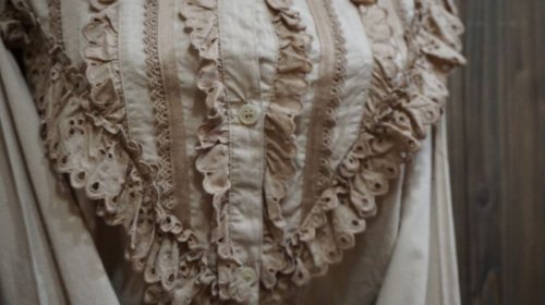 他の写真1: ブラウン 長袖 ブラウス スタンドカラー[15996]