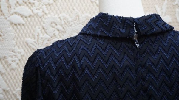 画像9: 無地 ネイビー 長袖 レトロワンピース ロールカラー[56166]