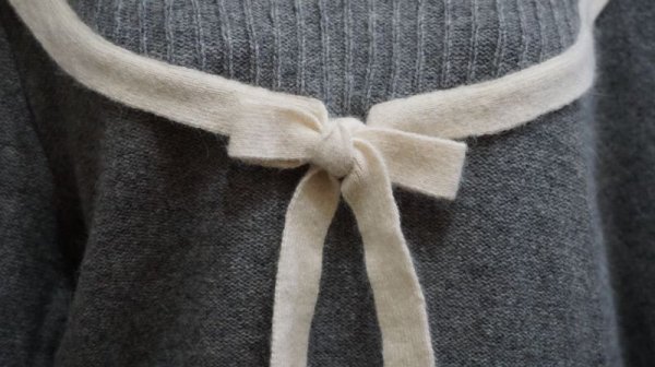 画像6: グレー ウール ニットセーター ノーカラー[25371]　