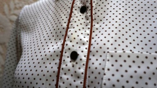 他の写真1: ドット柄 半袖 セットアップ シャツカラー[52903]