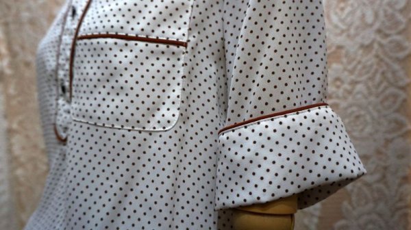 画像7: ドット柄 半袖 セットアップ シャツカラー[52903]