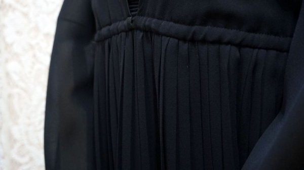 画像4: 無地 黒 長袖 レトロワンピース スクエアネック[56186]