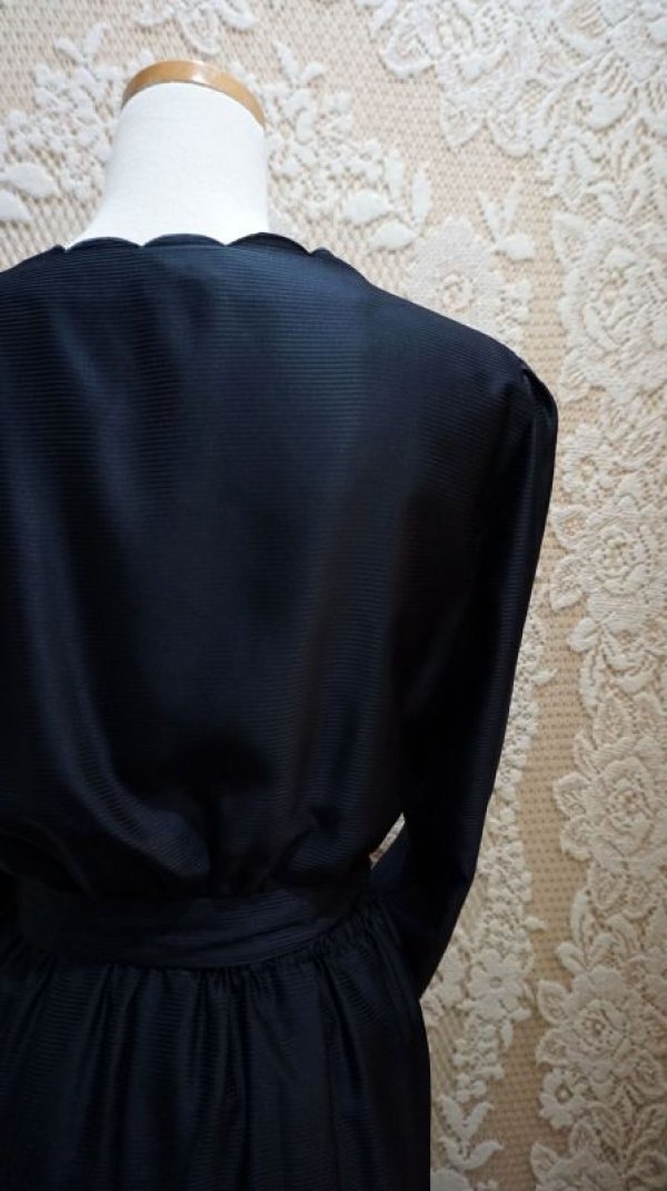 画像11: ネイビー 長袖 レトロワンピース スカラップネック[56181]