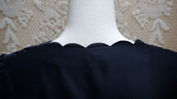 画像12: ネイビー 長袖 レトロワンピース スカラップネック[56181]