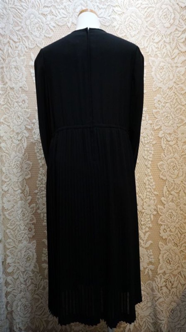 画像9: 無地 黒 長袖 レトロワンピース スクエアネック[56186]