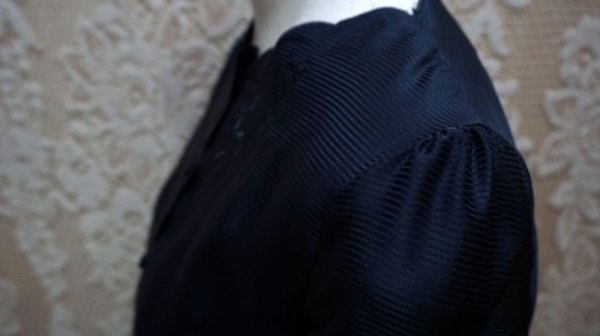 画像9: ネイビー 長袖 レトロワンピース スカラップネック[56181]