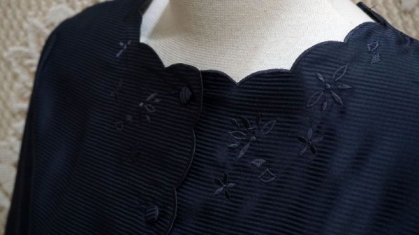 画像4: ネイビー 長袖 レトロワンピース スカラップネック[56181]