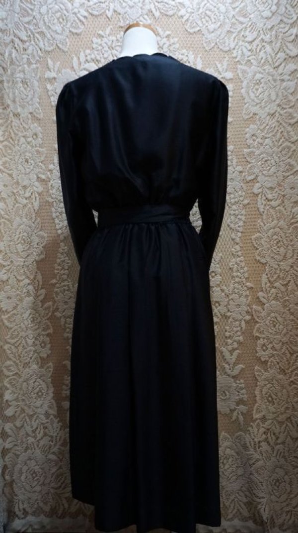 画像10: ネイビー 長袖 レトロワンピース スカラップネック[56181]