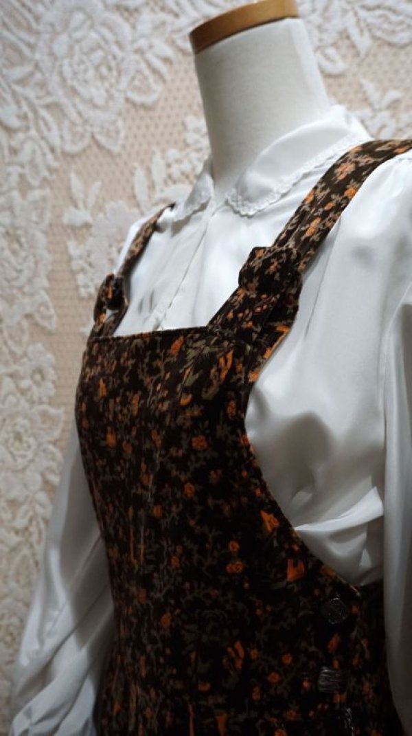 画像8: 少年少女の絵模様 花柄 ベロア ジャンパースカート[52904]