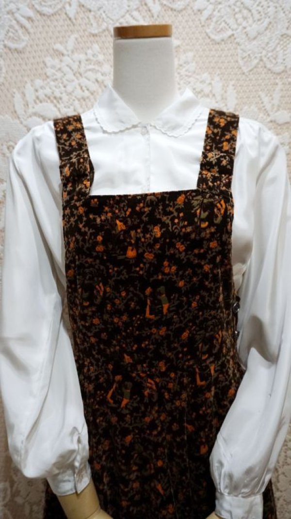 画像9: 少年少女の絵模様 花柄 ベロア ジャンパースカート[52904]