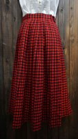 画像1: シェパードチェック柄 赤黒 スカート プリーツ/w60cm[42009] (1)
