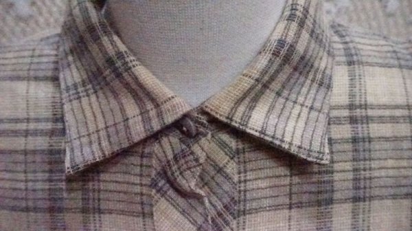 画像6: チェック柄 ベージュ 長袖 レトロワンピース レギュラーカラー [56199]