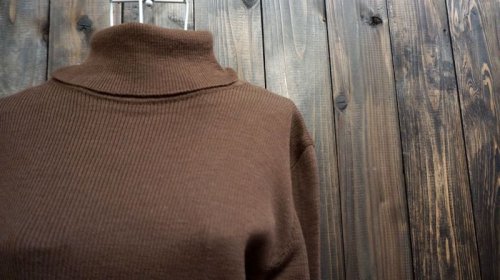 他の写真1: ブラウン ウール  タートルネック ニットセーター[25419]