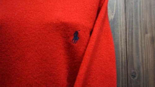 他の写真1: ラルフローレン 赤 ウール Vネック ニットセーター[25415]