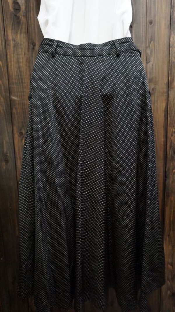 画像2: ドット 黒 スカート フレア/w65cm[42043]