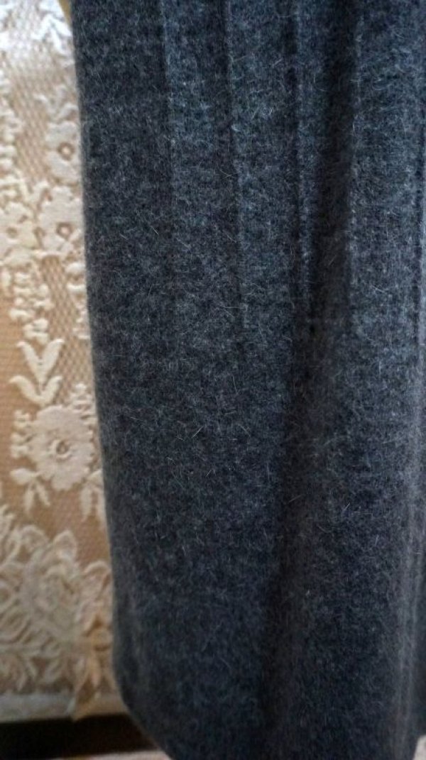 画像8: 無地 グレー 6分袖 ウール レトロワンピース ノーカラー[56207]