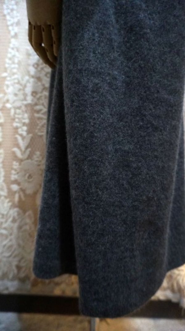 画像6: 無地 グレー 6分袖 ウール レトロワンピース ノーカラー[56207]