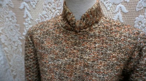 他の写真1: ミックス糸 織 長袖 ウール セットアップ スタンドカラー[56211]