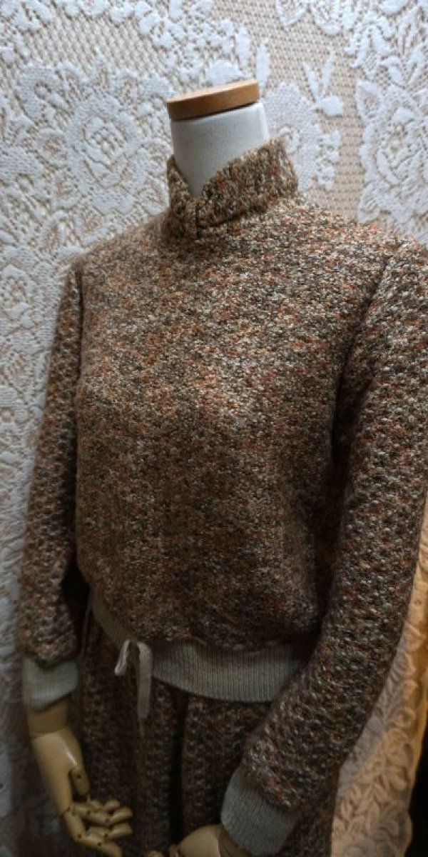 画像4: ミックス糸 織 長袖 ウール セットアップ スタンドカラー[56211]