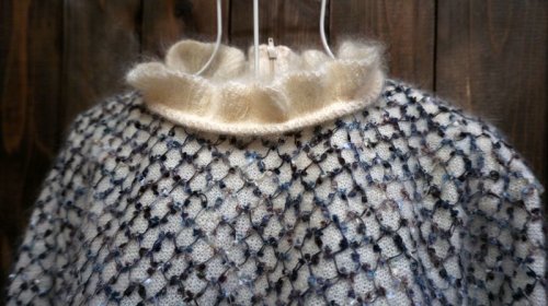 他の写真1: ネット編み ニット セーター フリルカラー モヘア[25454]