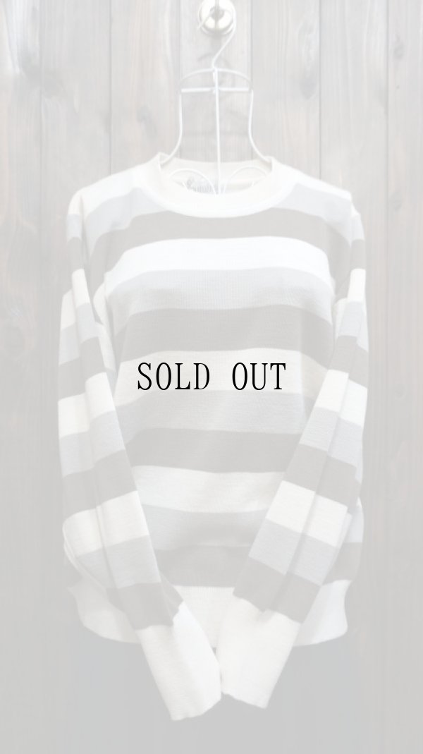 画像1: ボーダー柄 ニット セーター クルーネック[25457]