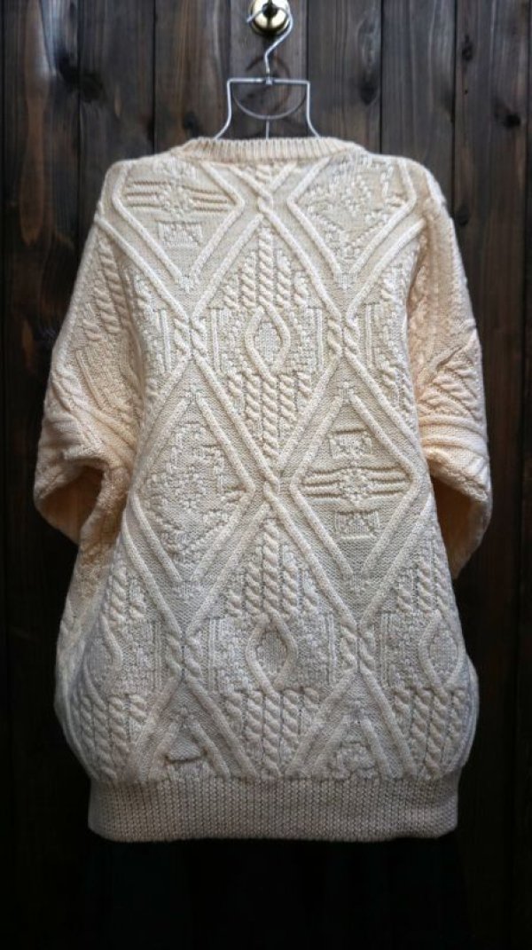 画像5: 白 アランニット セーター クルーネック[25463]