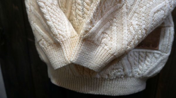 画像3: 白 アランニット セーター クルーネック[25463]