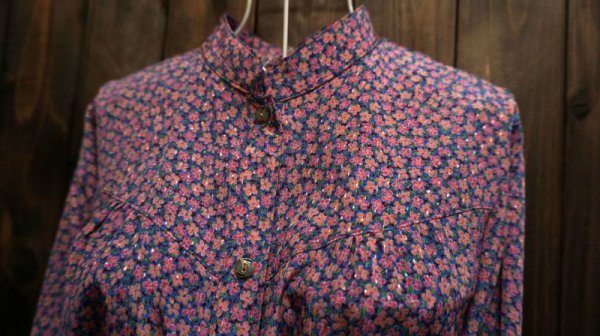 画像3: 花柄 長袖 ブラウス スタンドカラー[16095]