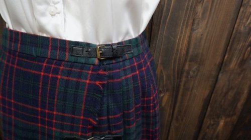 他の写真1: タータンチェック柄 キルトスカート /w66cm(ゴム)[42005]