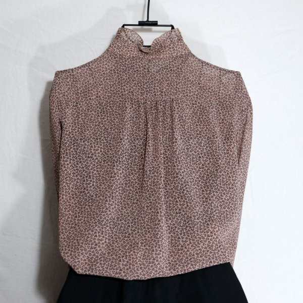 画像8: 花柄 ピンク 長袖 ブラウス スタンドカラー×フリルカラー [16134]