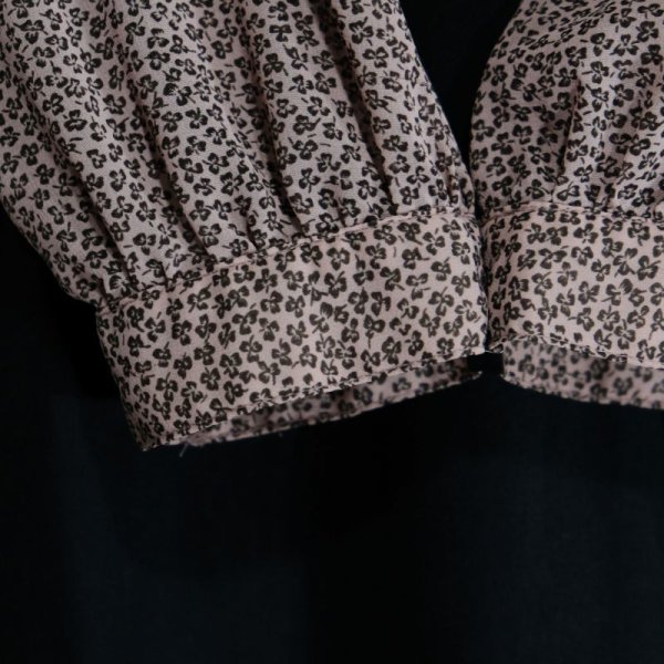 画像7: 花柄 ピンク 長袖 ブラウス スタンドカラー×フリルカラー [16134]