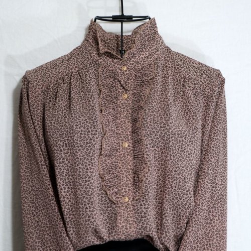 他の写真1: 花柄 ピンク 長袖 ブラウス スタンドカラー×フリルカラー [16134]