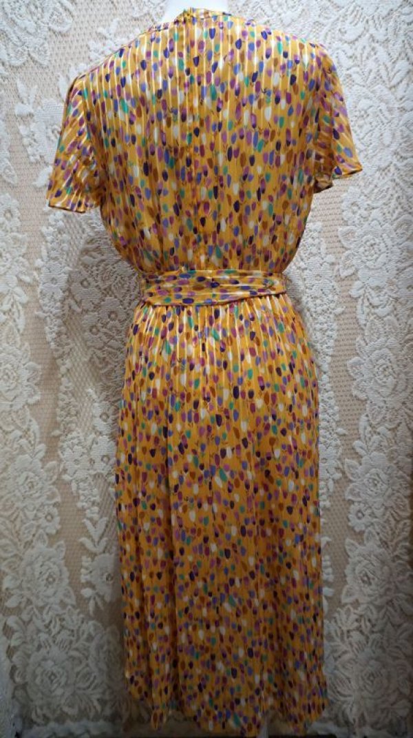 画像4: 花柄 イエロー 半袖 レトロワンピース スタンドカラー [56272]