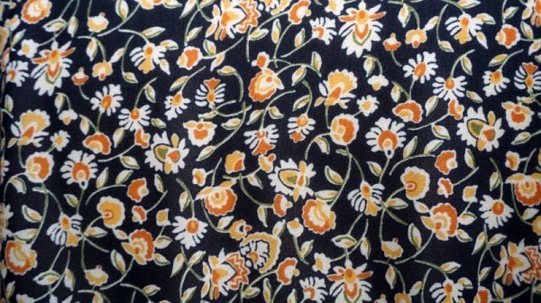 画像9: 花柄 ネイビー 半袖 レトロワンピース スタンドカラー [56269]