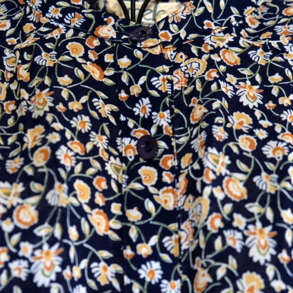 画像13: 花柄 ネイビー 半袖 レトロワンピース スタンドカラー [56269]