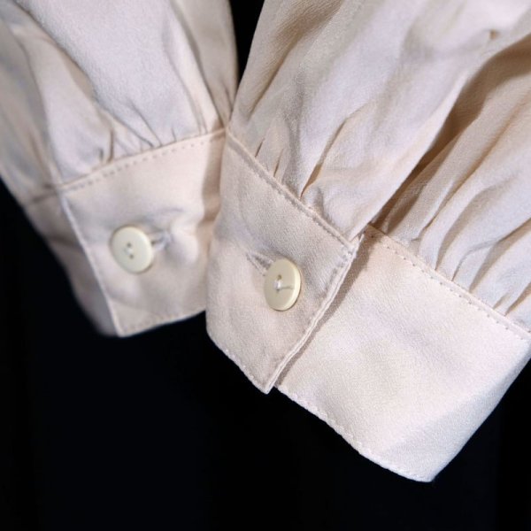 画像5: 無地 ベージュ系 長袖 ブラウス レギュラーカラー[16178]