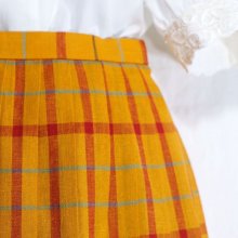 他の写真1: チェック柄 オレンジ スカート プリーツ/w69cm[42097]