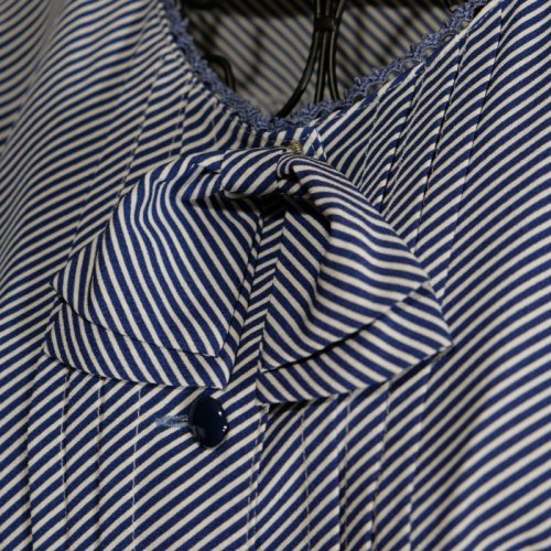 他の写真1: バイアス柄 ネイビー 半袖 ブラウス[16264]