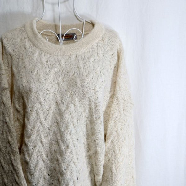画像4: 無地 白 アルパカ ニット クルーネック[25509]