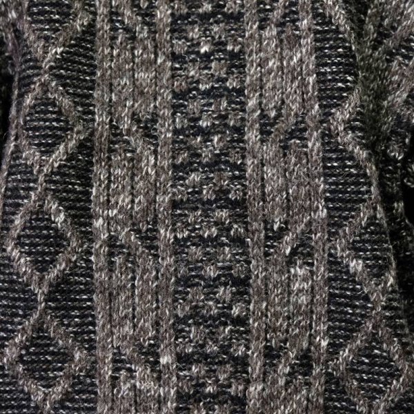 画像7: グレー×ブラウン系 セーター アラン ニット ハイネック [25556]