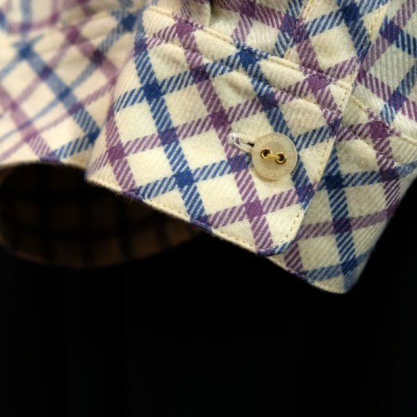 画像15: チェック柄 青×白 長袖 ブラウス シャツカラー[16454]