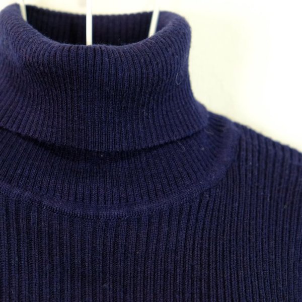 画像4: 無地 ネイビー ニット タートルネック[25577]